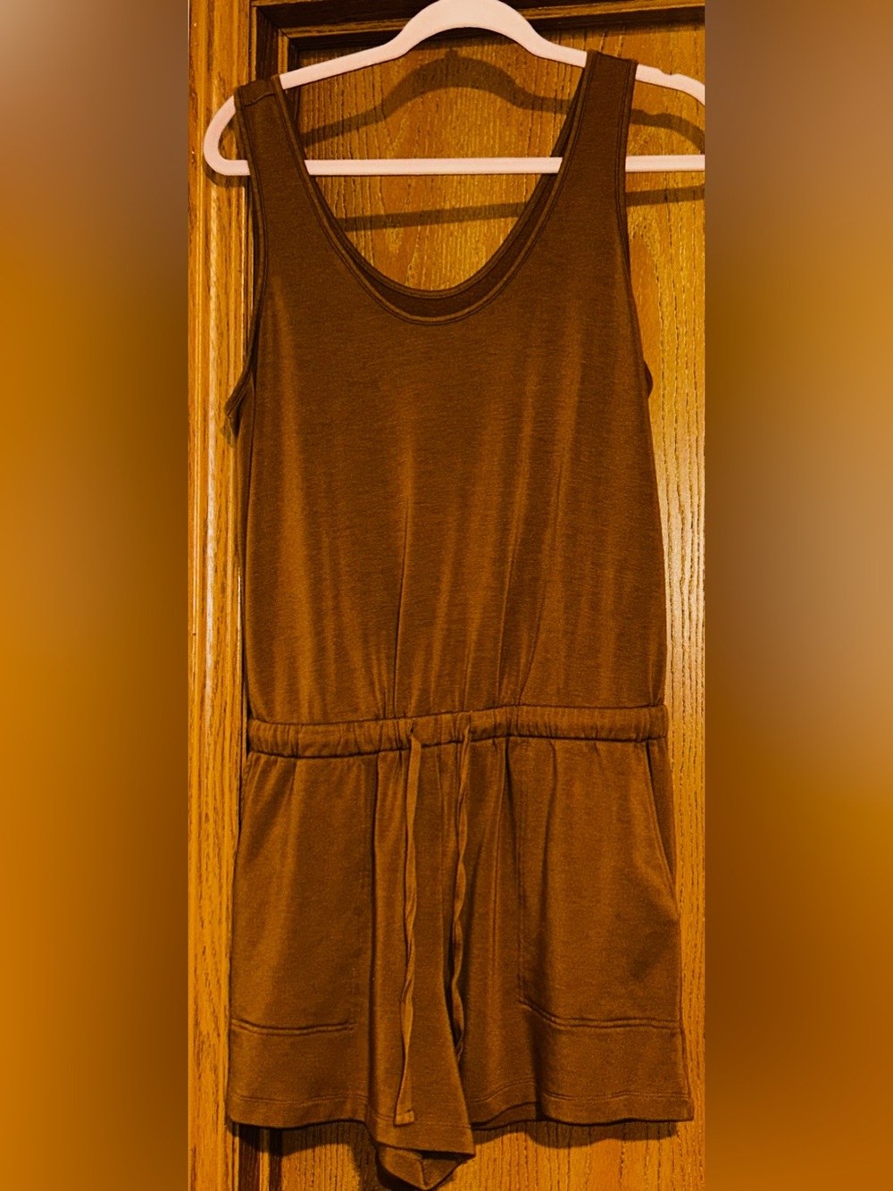 Lou & Grey Sleeveless Mustard Yellow Drawstring Waist Romper